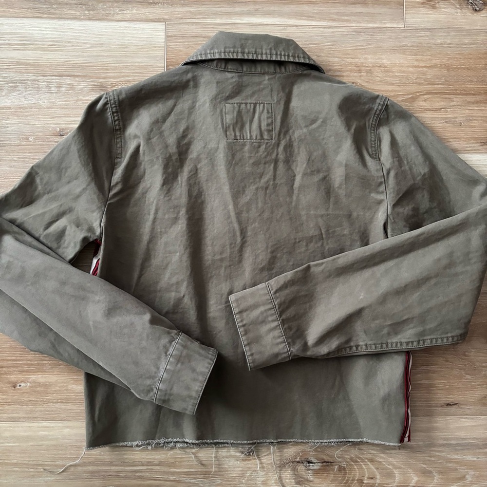 Abercrombie Cropped Patchwork Twill Jacket Olive … - image 6